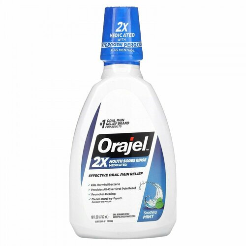 Orajel, Mouth Sores Rinse, Soothing Mint, 16 fl oz (473.2 ml)