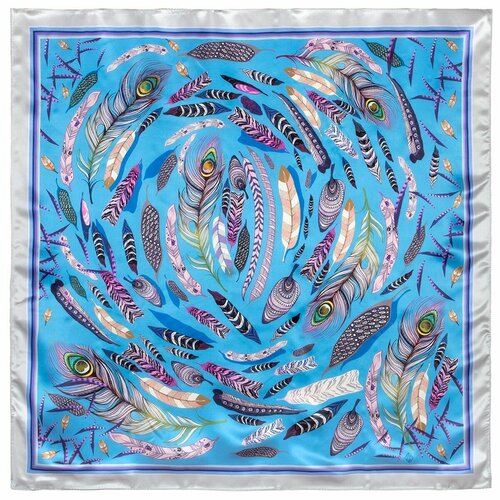 Платок Павловопосадская платочная мануфактура, 89х89 см, фиолетовый, синий