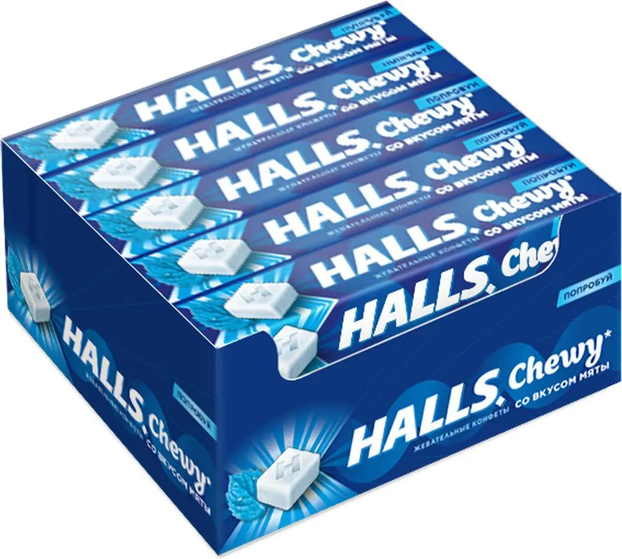 Жевательные конфеты Halls FRESH&CHEWY, со вкусом мяты, 15 шт х 47 г