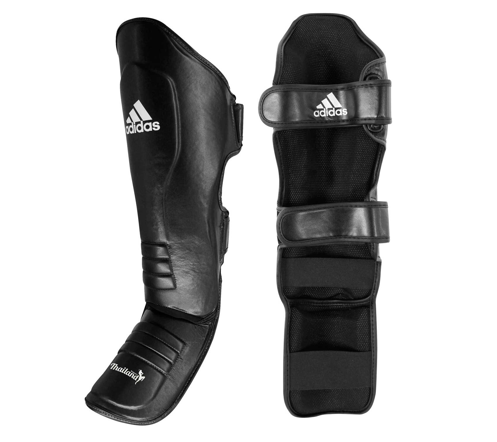 AdiGSS011T Защита голени и стопы Muay Thai Shin Instep Leather черно-белая - Adidas - Черный - L