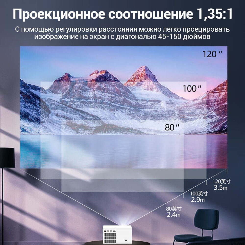 Проектор Lenovo ThinkPlus Air H3S Projector 1080P LED WIFI Глобальная версия, белый — фото 4
