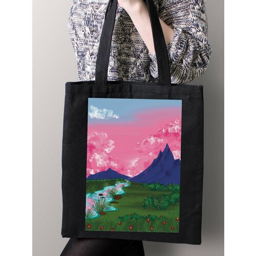 фото Сумка шоппер just4you, фиолетовый, черный