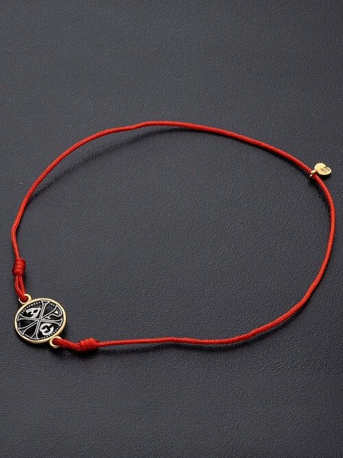 Браслет Angelskaya925 Тонкий браслет красная нить на руку, размер 24 см, золотой, красный