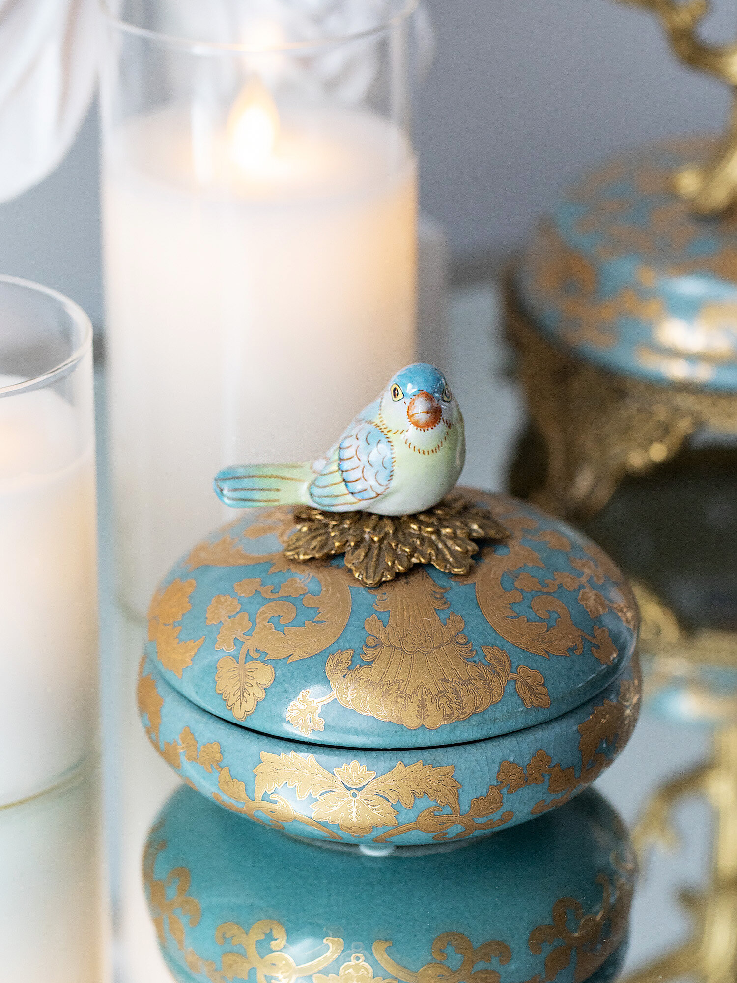 фото 31G2232/B160EC/NB4199 Шкатулка с птичкой 11x11x10см, Glasar