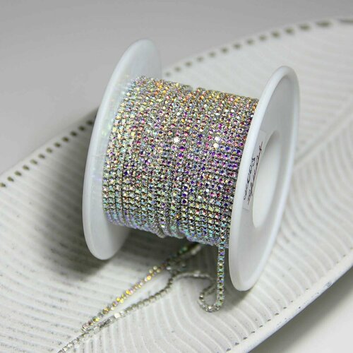 Стразовая цепочка *Хамелеон*ss6 ( 2мм.)дл. 9м./ Стразы для рукоделия