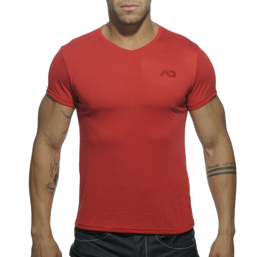 Футболка Addicted Basic V-Neck T-Shirt, размер M, красный, белый футболка addicted хлопок однотонная размер m хаки зеленый