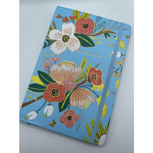 Блокнот ежедневник Цветы на резинке, A5 80 листов в клетку /блокнот недатированный/ подарок