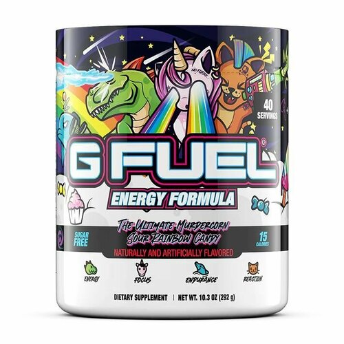 Сухой энергетик GFUEL The Ultimate Murdercorn Sour Rainbow Candy (Кислая радужная конфета), 40 порций, 280 г