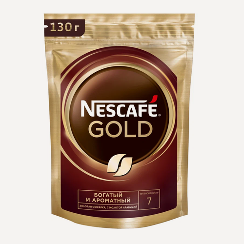 Изображение товара Кофе растворимый Nescafe Gold сублимированный с добавлением молотого, пакет, 130 г