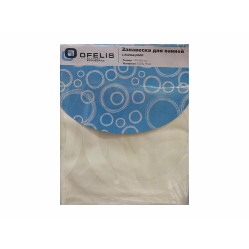 Занавеска для ванной ofelis круги 180х180 см peva белая 1216₽