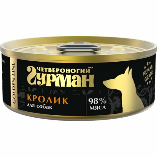 Корм влажный Четвероногий Гурман для собак "Golden line Кролик", 100 г