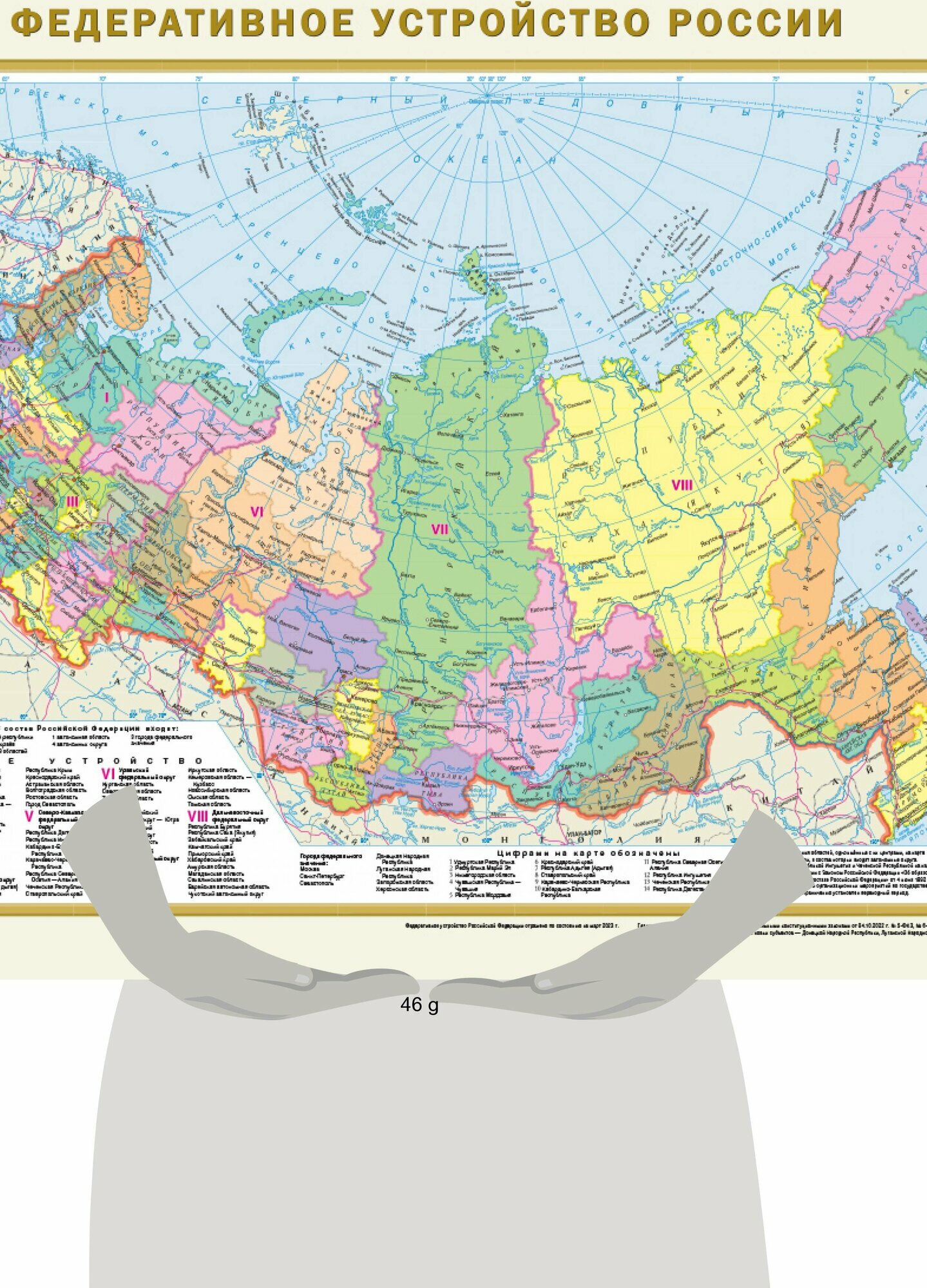 Политическая карта мира. Федеративное устройство России А2 (в новых границах) - фото №3