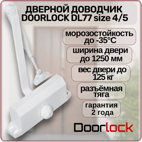 Изображение товара Доводчик дверной DOORLOCK DL77N 4/5 морозостойкий уличный для калитки от 90 до 125 кг.