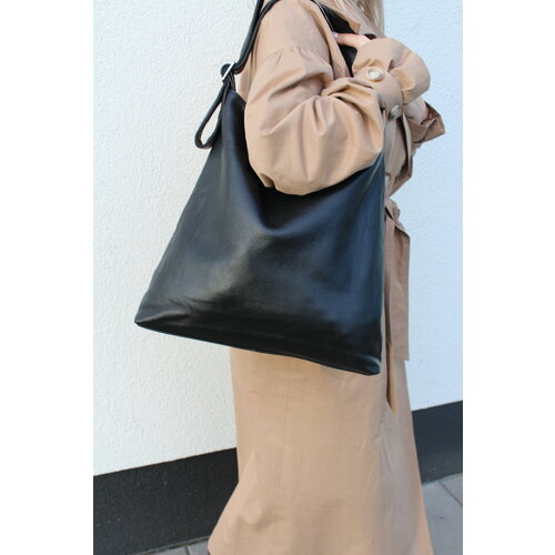 Сумка хобо BAG irafrail, фактура гладкая, черный