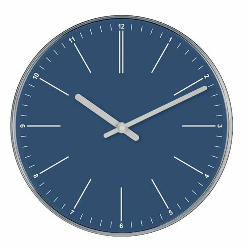 Часы настенные Troykatime круглые пластик цвет синий бесшумные d30 см 1976₽