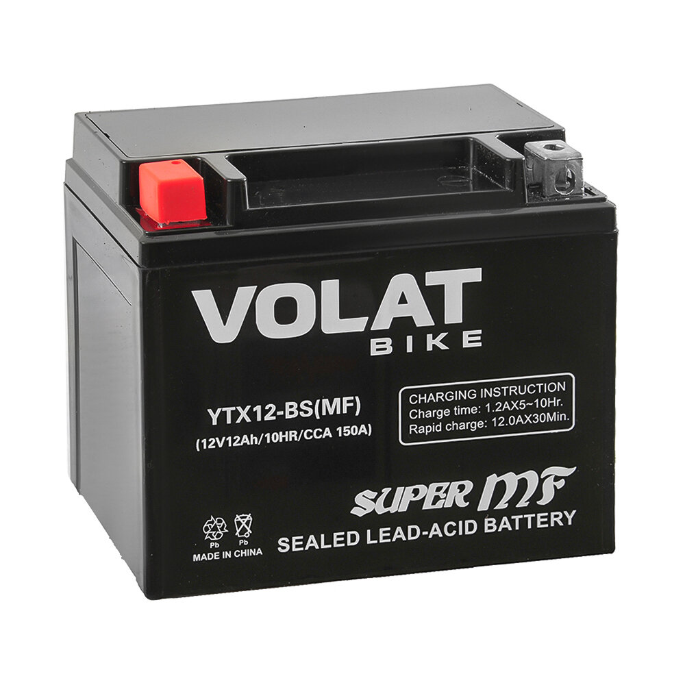 Аккумулятор VOLAT YTX12-BS 12 Ач 150А П/П YTX12-BS(MF)