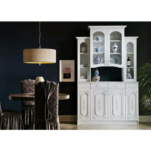 Буфет Лиза-2 четырехстворчатый цвет белый глянец размер 1400х2250х430 мм 22130₽