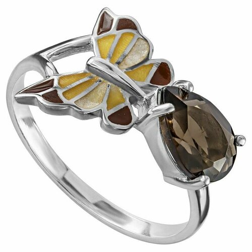 Кольцо Lazurit Online, серебро, 925 проба, серебрение, раухтопаз, размер 21.5