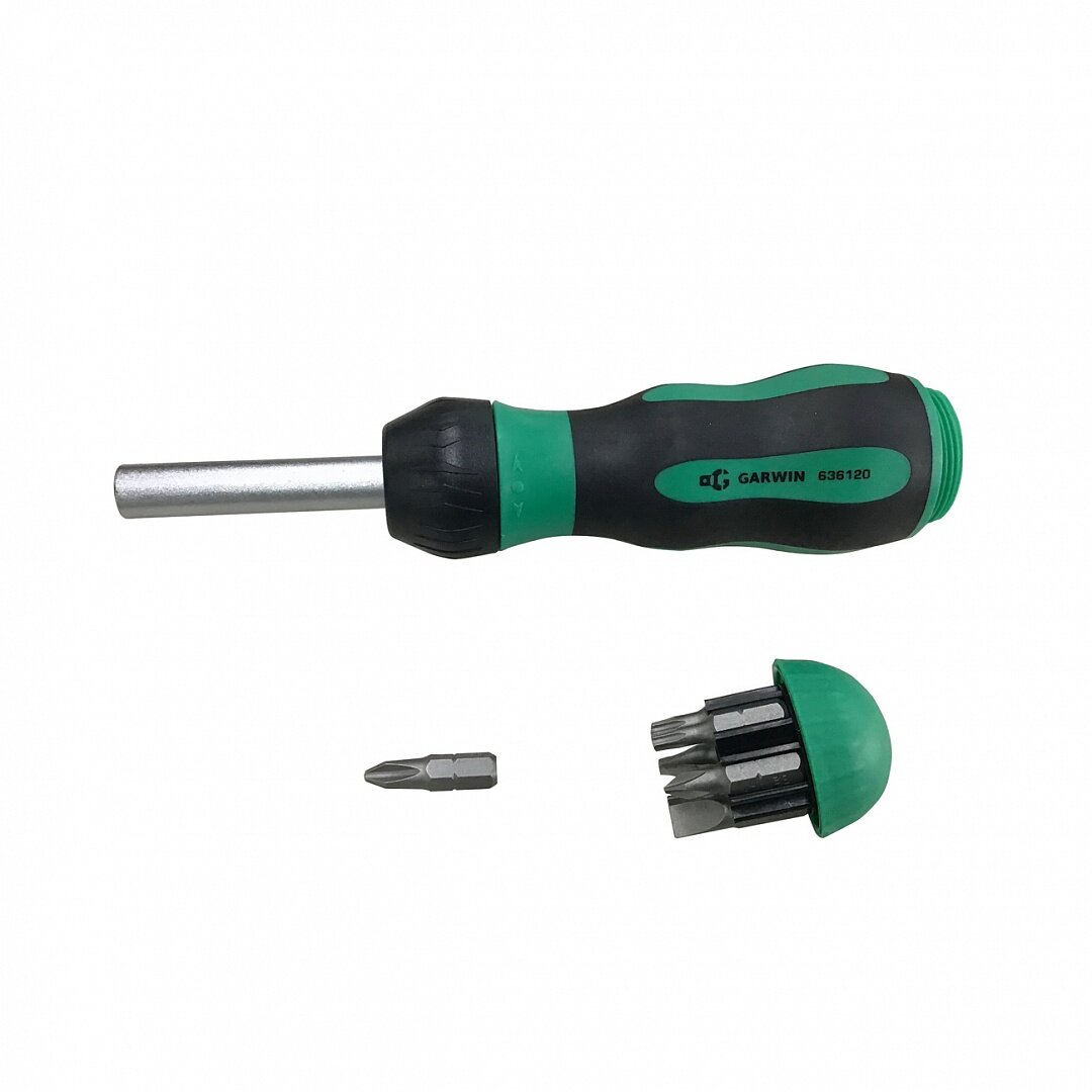 фото GARWIN PRO 636120 Отвертка трещоточная с набором бит, 8 пр.