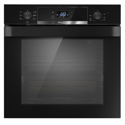 Духовой шкаф Weissgauff EOV 776 PDB кольцевой нагревательный элемент 3 года гарантии 60 см ширина утапливаемые рукоятки 7 режимов 72 литра телескопические направляющие каталитическая очистка эмаль двойное стекло дверцы сенсорное управление 30775₽