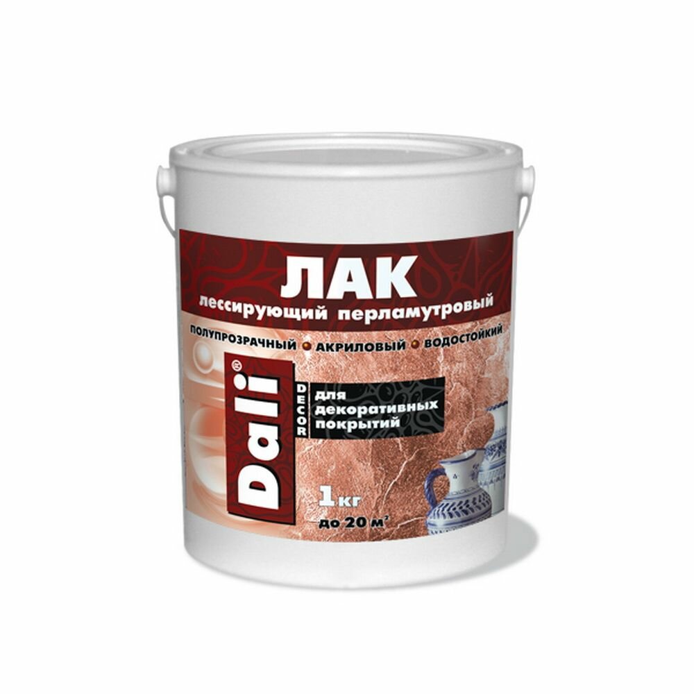 фото Лак лессирующий Dali-Decor перламутровый серебро 1 кг