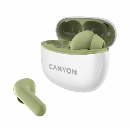 Наушники беспроводные Canyon CNS-TWS5GR время работы с чехлом до 38 ч True Wireless версия Bluetooth 53 зеленые 2012₽