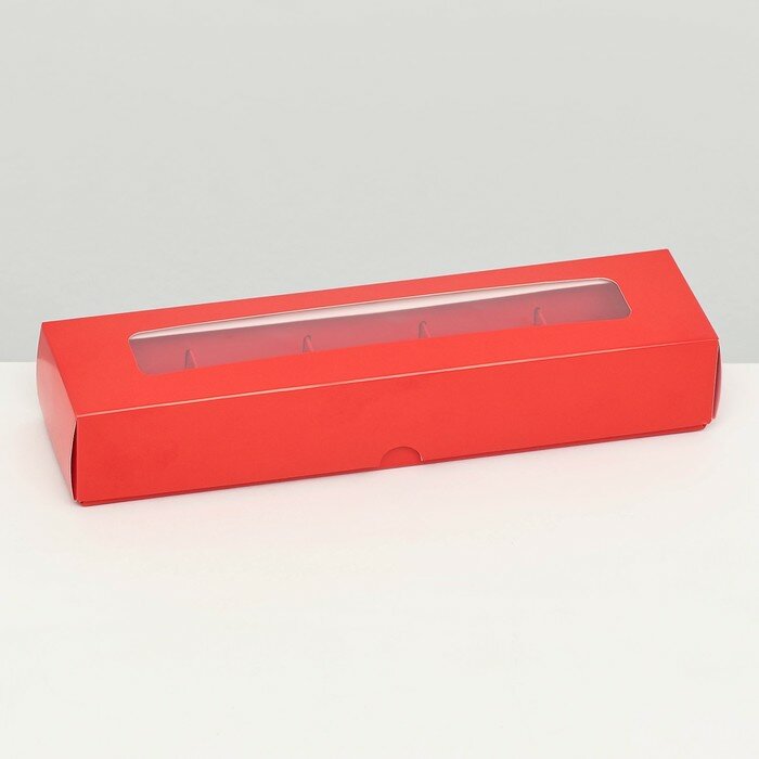 Коробка для 5 конфет красный 22×5.5×3.5 см