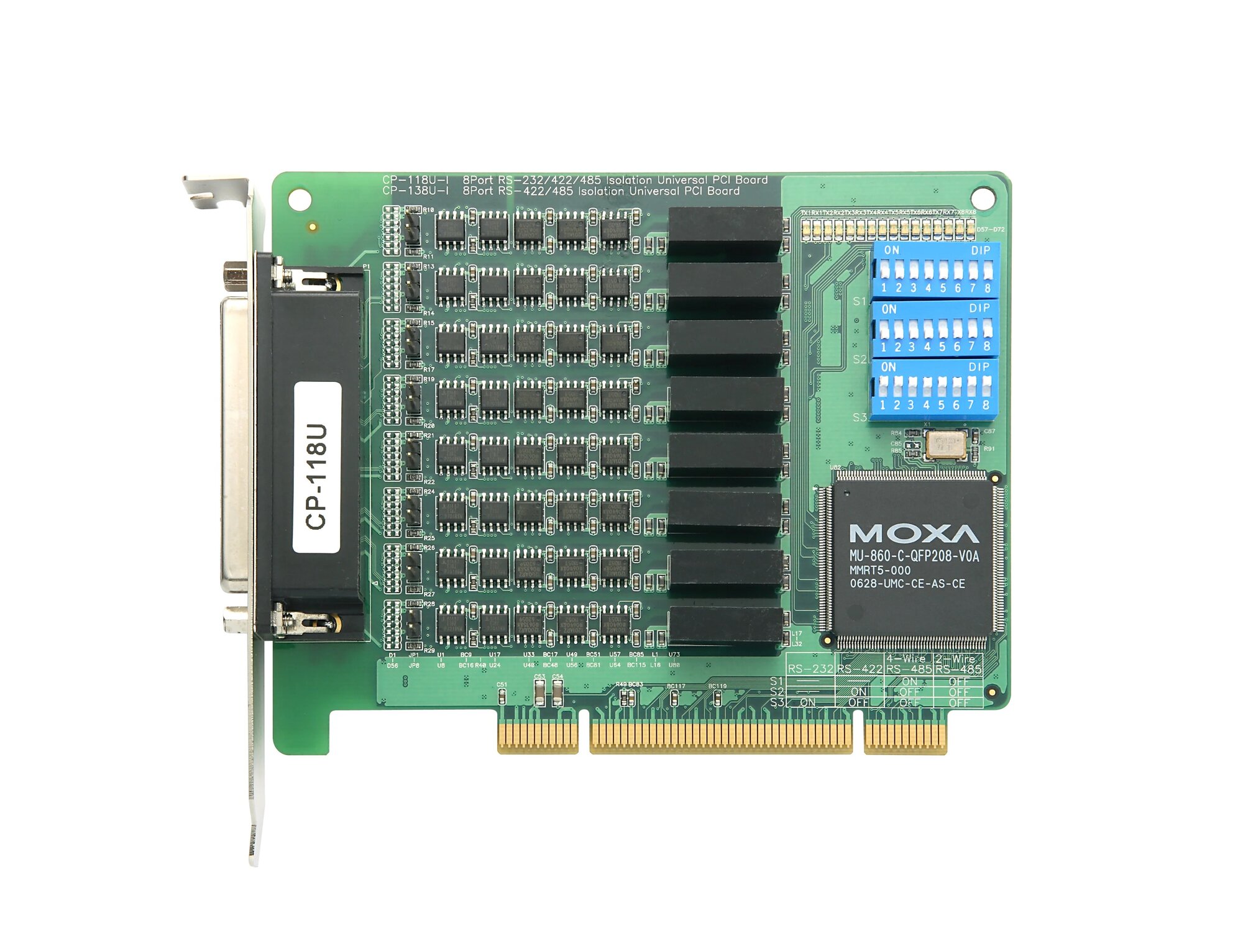 Плата мультипортовая MOXA CP-118U 8хRS-232/422/485 DB62 Female