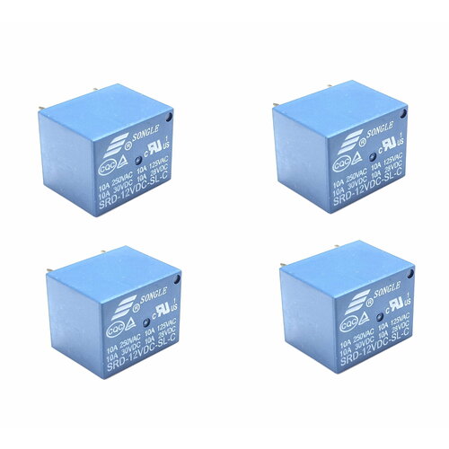 Электромагнитное реле 12В 10А (SRD-12VDC-SL-C) набор из 4шт.