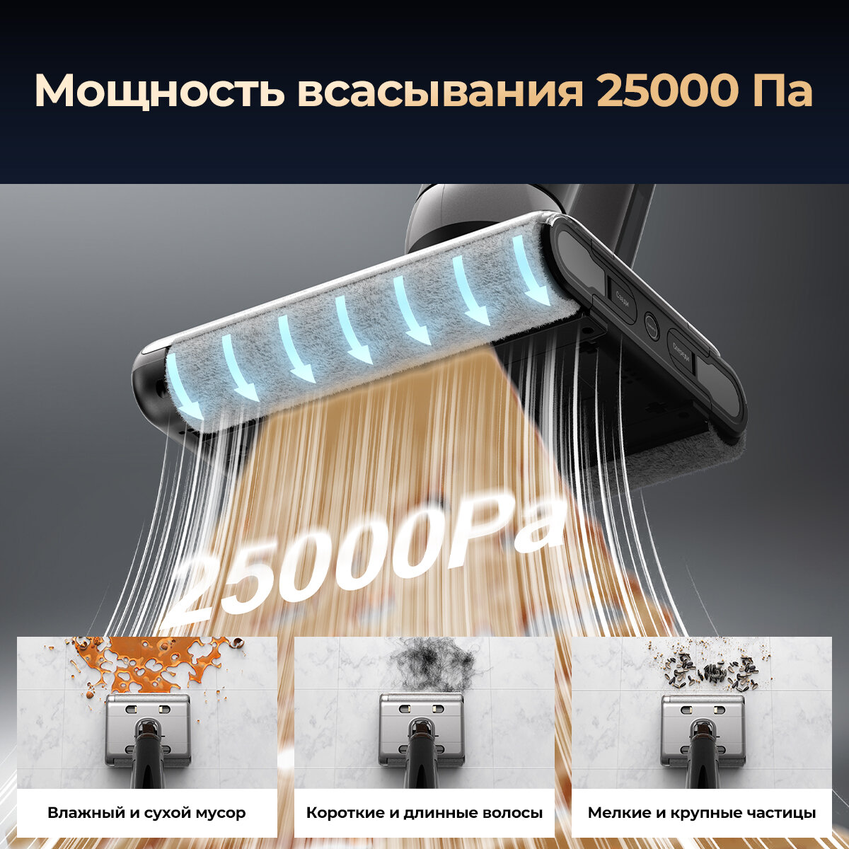 4 в 1 Вертикальный моющий пылесос KaringBee M5, 25000 Па, Защита от спутывания волос — фото 1