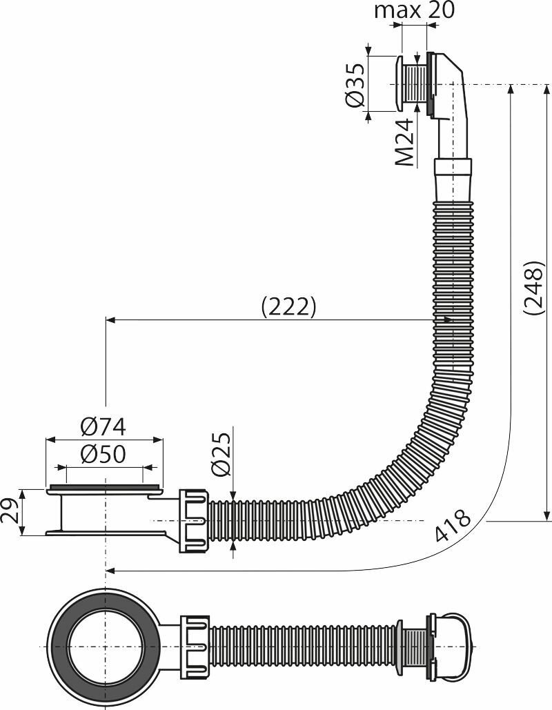Перелив для кухонной мойки Alcaplast A328B — фото 1
