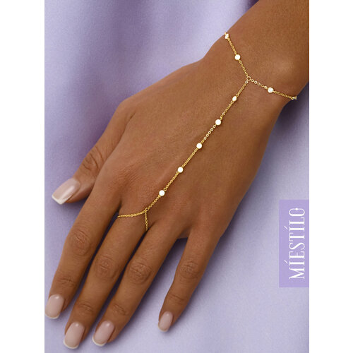 Слейв-браслет MIESTILO серебро 925 проба золочение фианит длина 22 см золотистый 3905₽