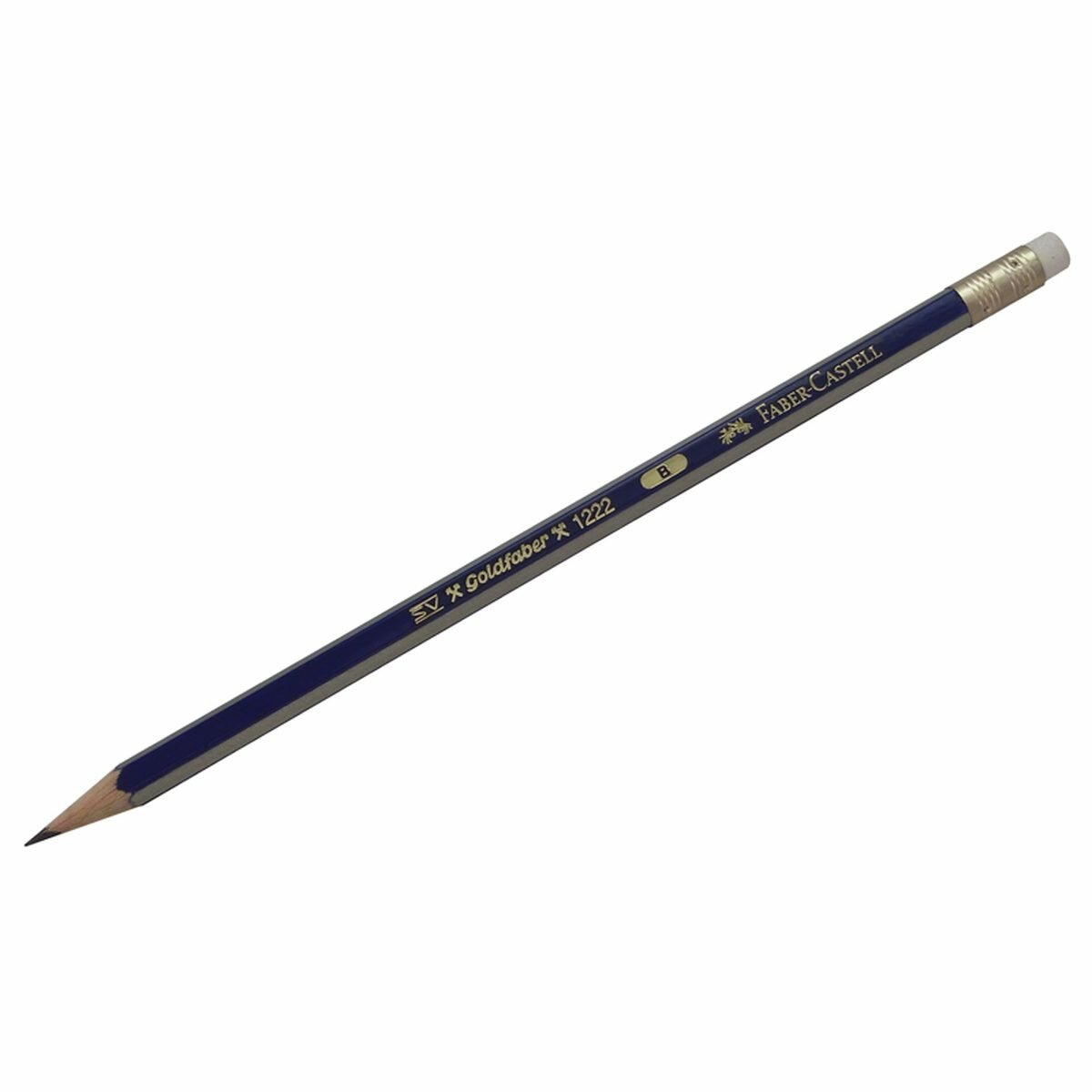 Карандаш чернографитный Faber-Castell Goldfaber 1222 (В, с ластиком, заточенный) (116801), 12шт.