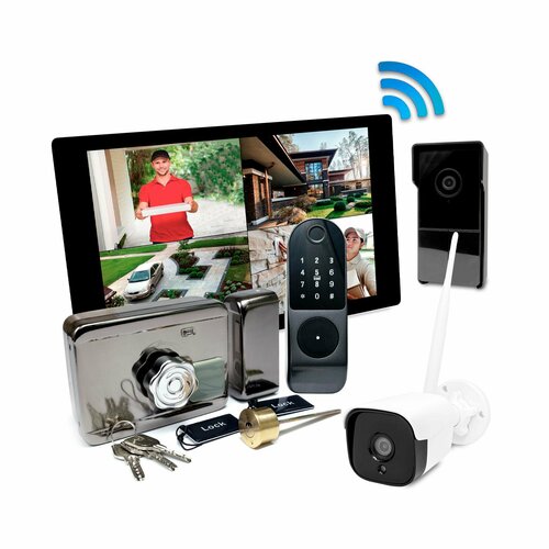 Цветной Wi-Fi домофон TUYA с камерой и биометрическим замком - SkyNet-1000 11SL-812 W5153RU HD экран 10 дюймов вызывная видеопанель замок и 46224₽