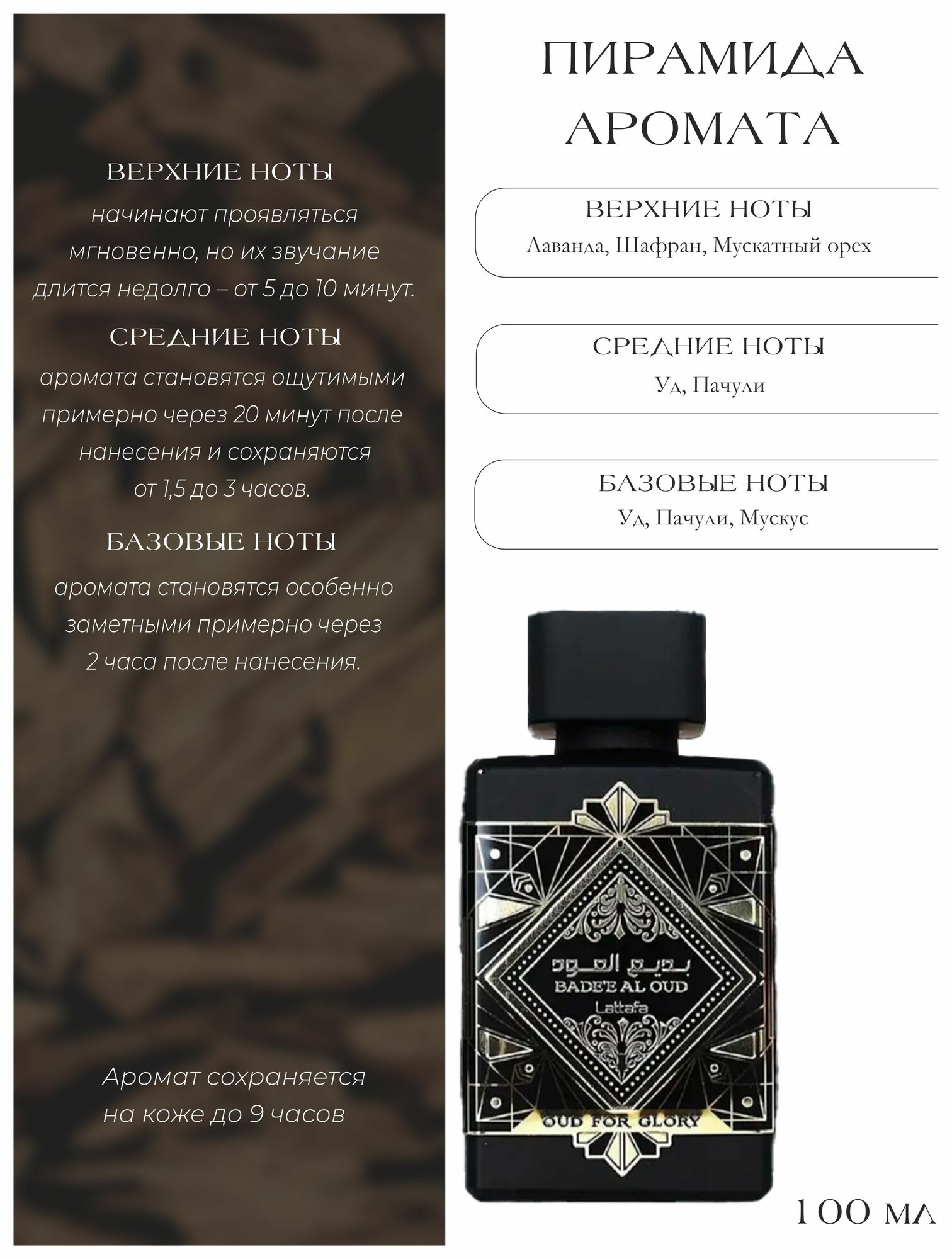 Арабские духи унисекс-парфюм Badee Al Oud For Glory Lattafa Perfumes, 100 мл — фото 1