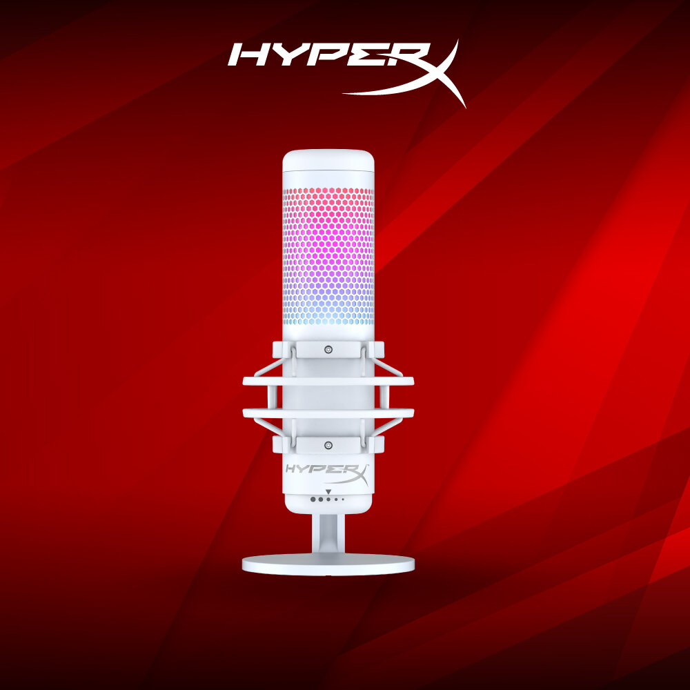 Микрофон HyperX QuadCast S, белый, студийная запись, RGB, 519P0AA — фото 1