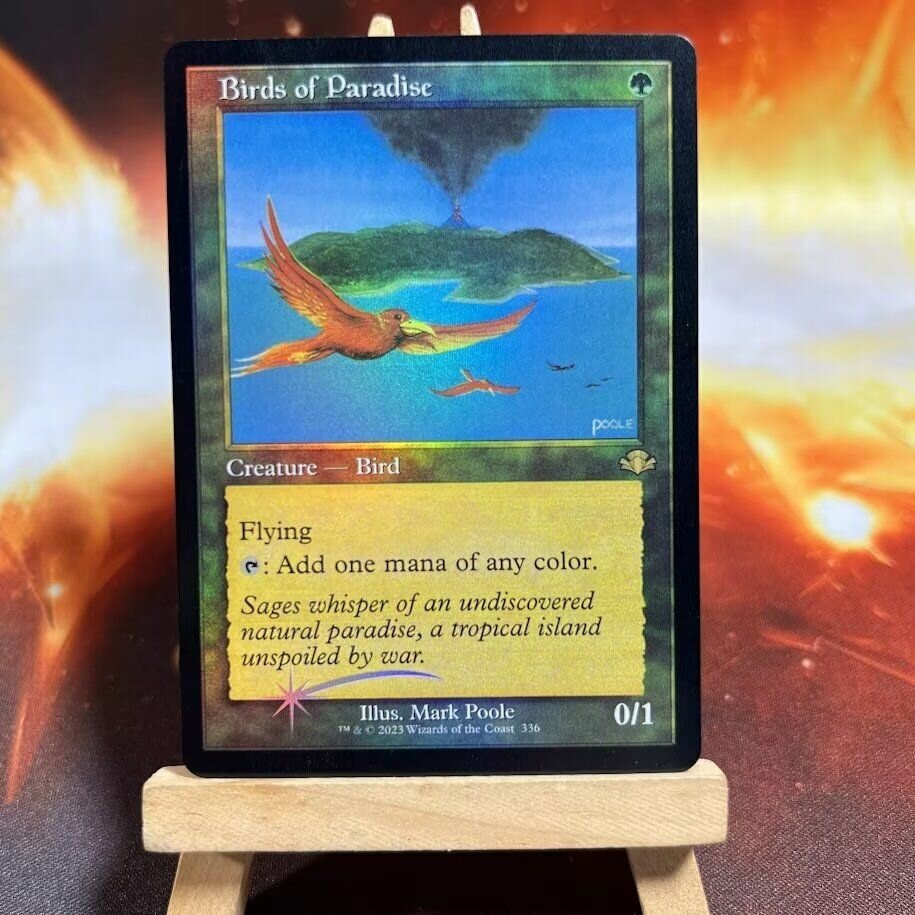 Оригинальная коллекционная карточная игра Magic the gathering Birds of Paradise DMR retro frame foil