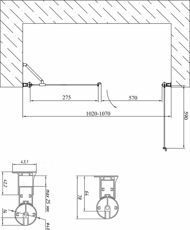 Душевая дверь в нишу Vegas Glass EP-F-2 0105 05 05 R стекло бронза, 105 - фото №6