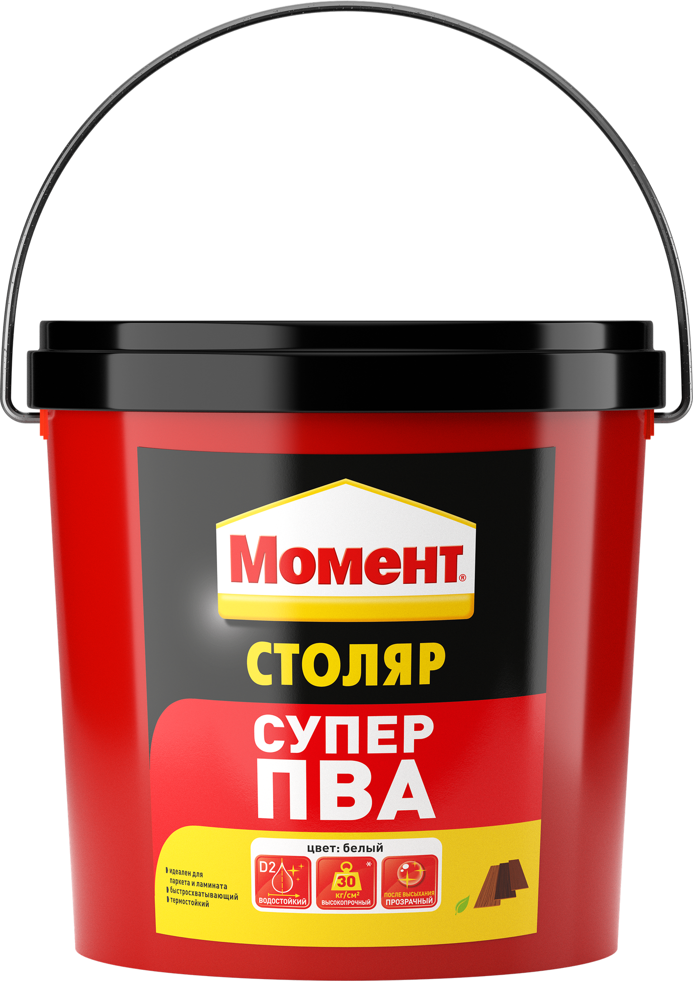 Клей ПВА Момент Столяр Супер ПВА водостойкость D2 3кг (после высыхания прозрачный) 600306