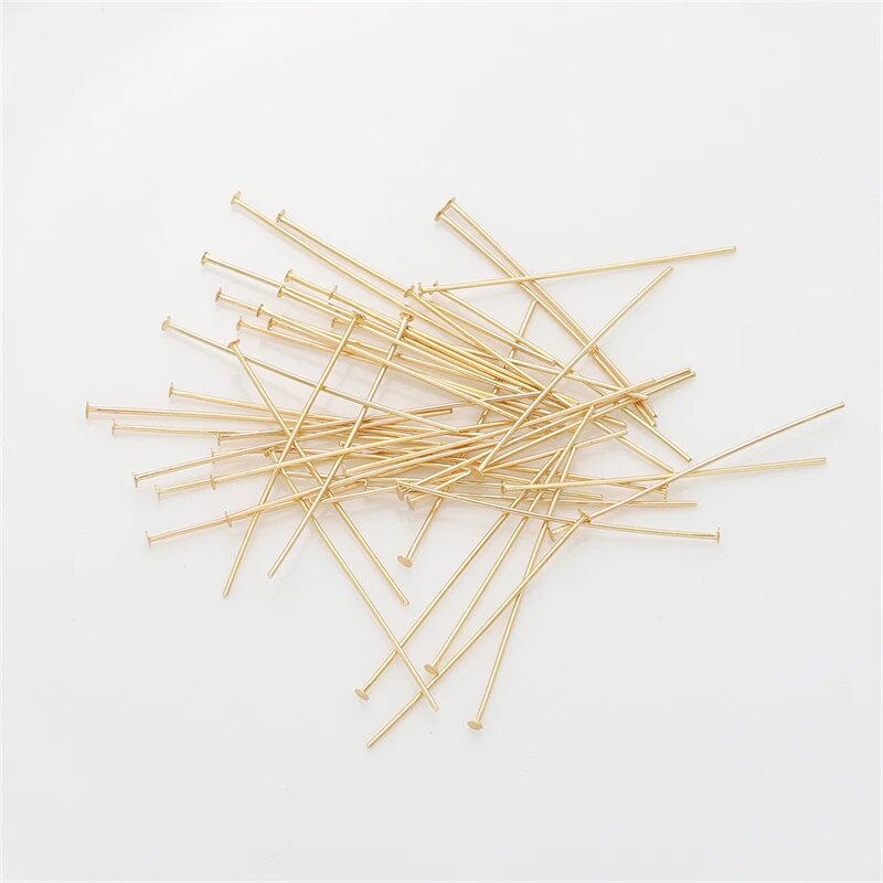 Латунные Т-образные штифты для ювелирных изделий 50 шт. 0.7x25mm Plating 18K Gold