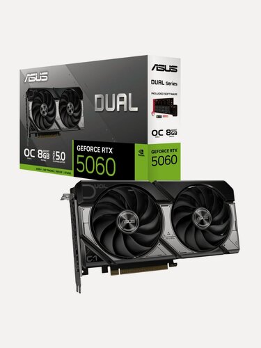 Изображение товара Видеокарта ASUS Dual GeForce RTX 5060 8GB GDDR7 OC Edition (DUAL-RTX5060-O8G), PCI-E 5.0, черная