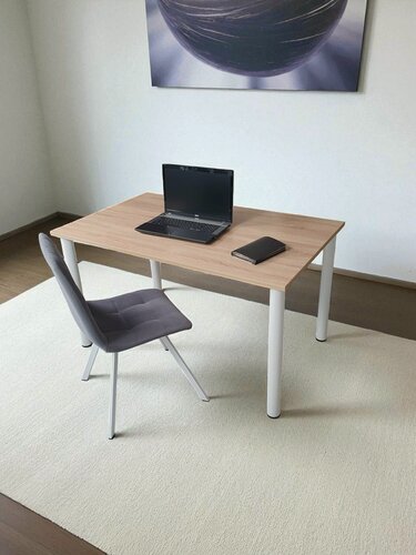 Изображение товара Стол письменный/ цвет Дуб Сонома, 130*80 см. Ножки белые.