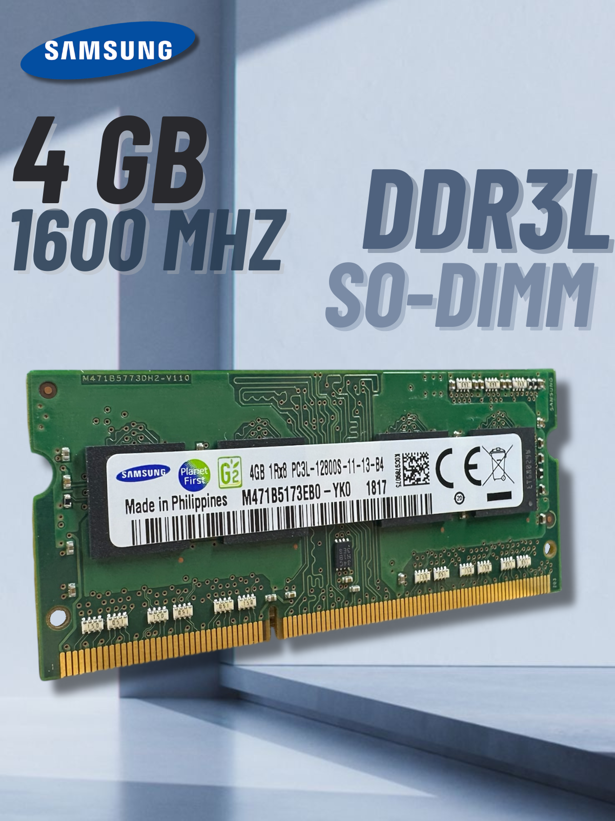 Оперативная память для ноутбука Samsung 4 ГБ DDR3L SODIMM 1600 МГц M471B5173EB0-YK0