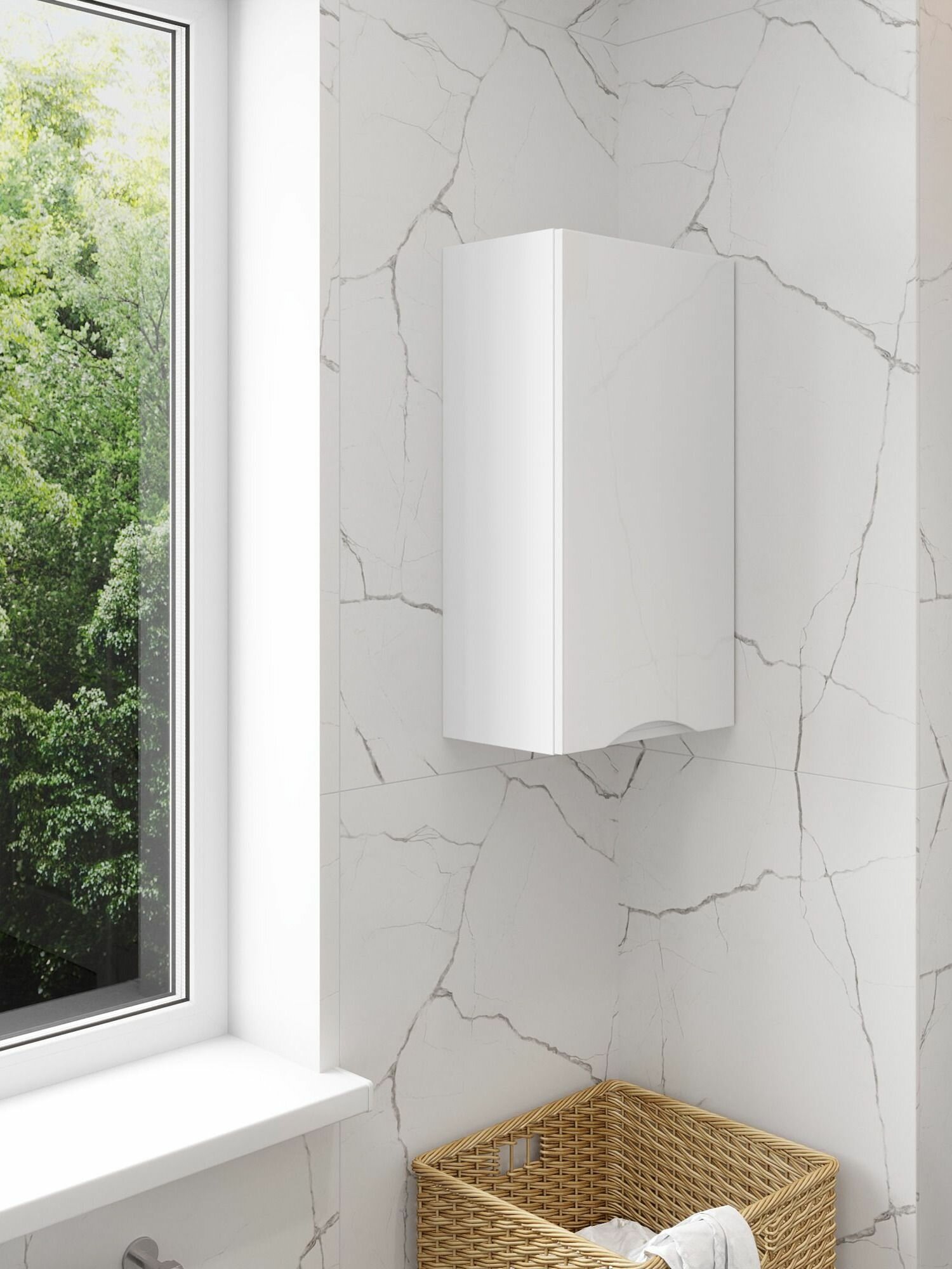 Шкаф полка для ванной комнаты FAURAplus Палермо(Анита) 40 левый белый глянцевый.