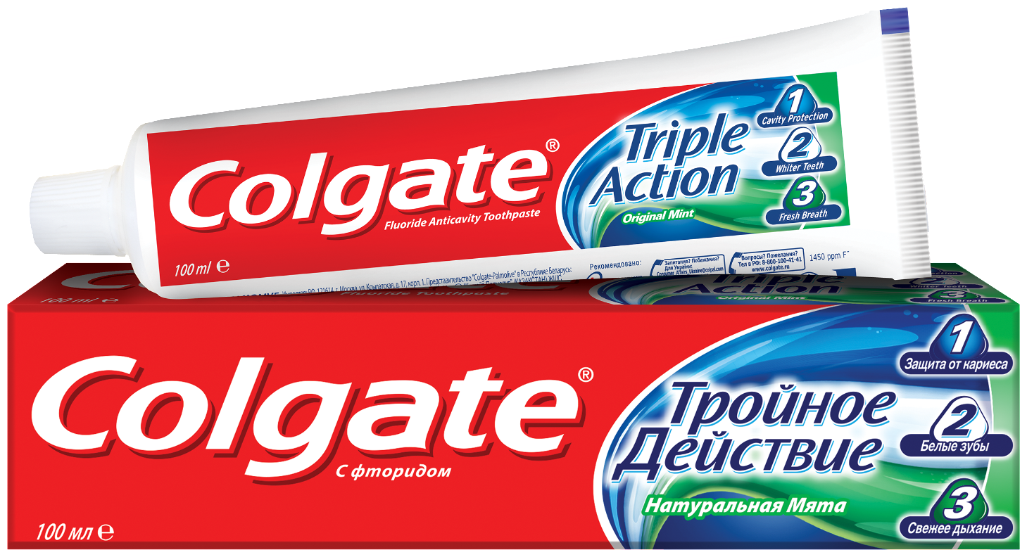 COLGATE Тройное действие Натуральная мята комплексная зубная паста, 100 мл