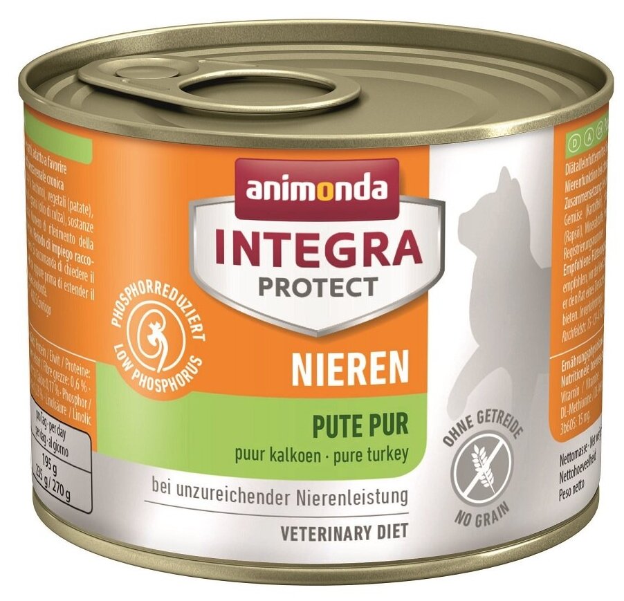 Влажный корм для кошек Animonda Integra Protect при проблемах с почками, при аллергии, с индейкой 6 шт. х 200 г
