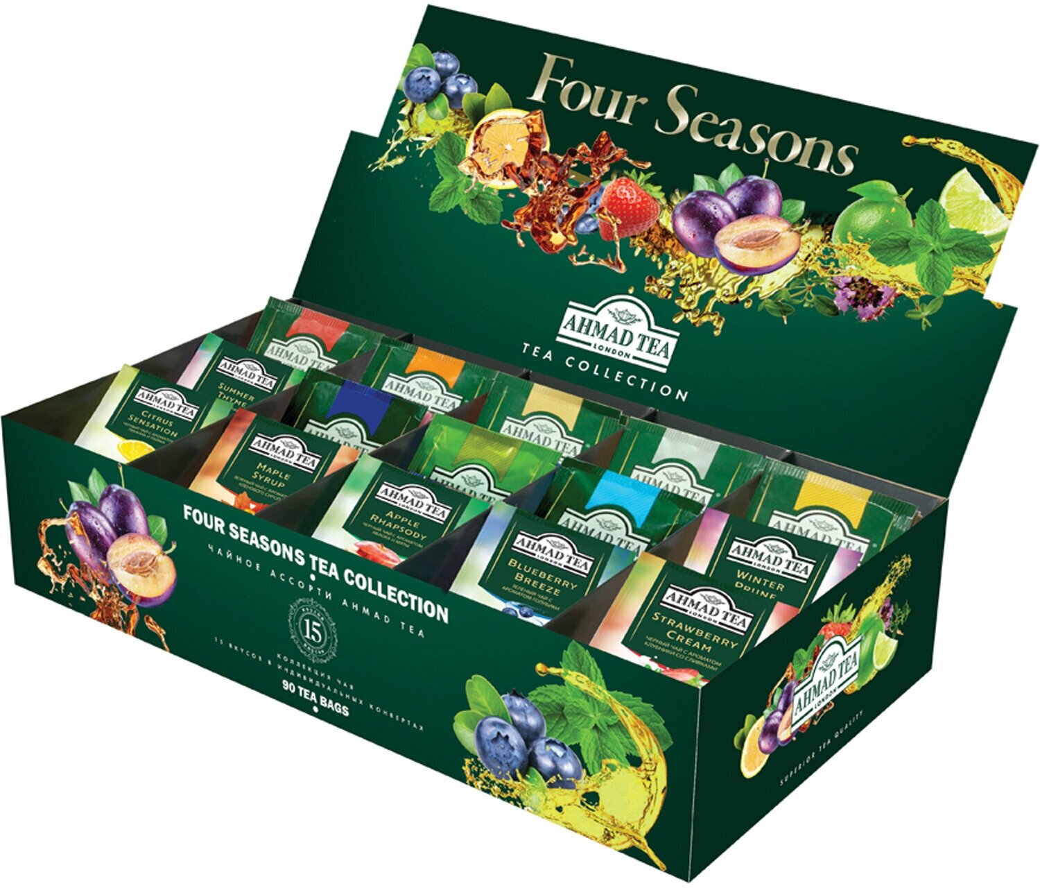 Чай AHMAD "Four Seasons" ассорти 15 вкусов, набор 90 пакетов, N060S