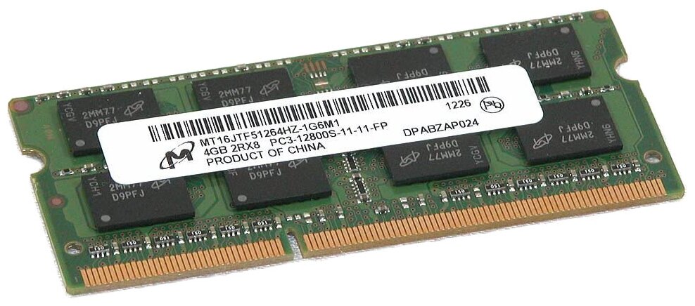 Оперативная память Micron 4 ГБ DDR3 1600 МГц SODIMM CL11 MT16JTF51264HZ-1G6M1