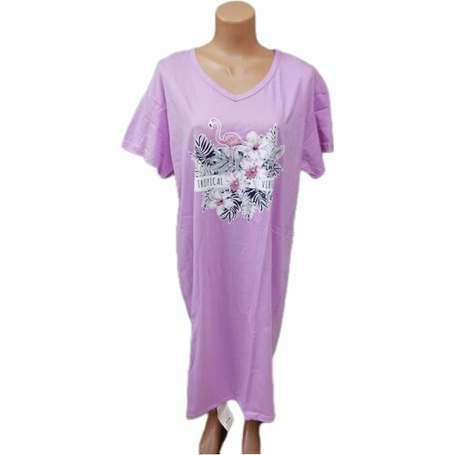 Сорочка Свiтанак средней длины, короткий рукав, трикотажная, размер 60, фиолетовый