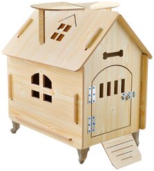 Деревянный домик на ножках для собак, светлое дерево, 51х39х50 см, Pets & Friends PF-HS-02